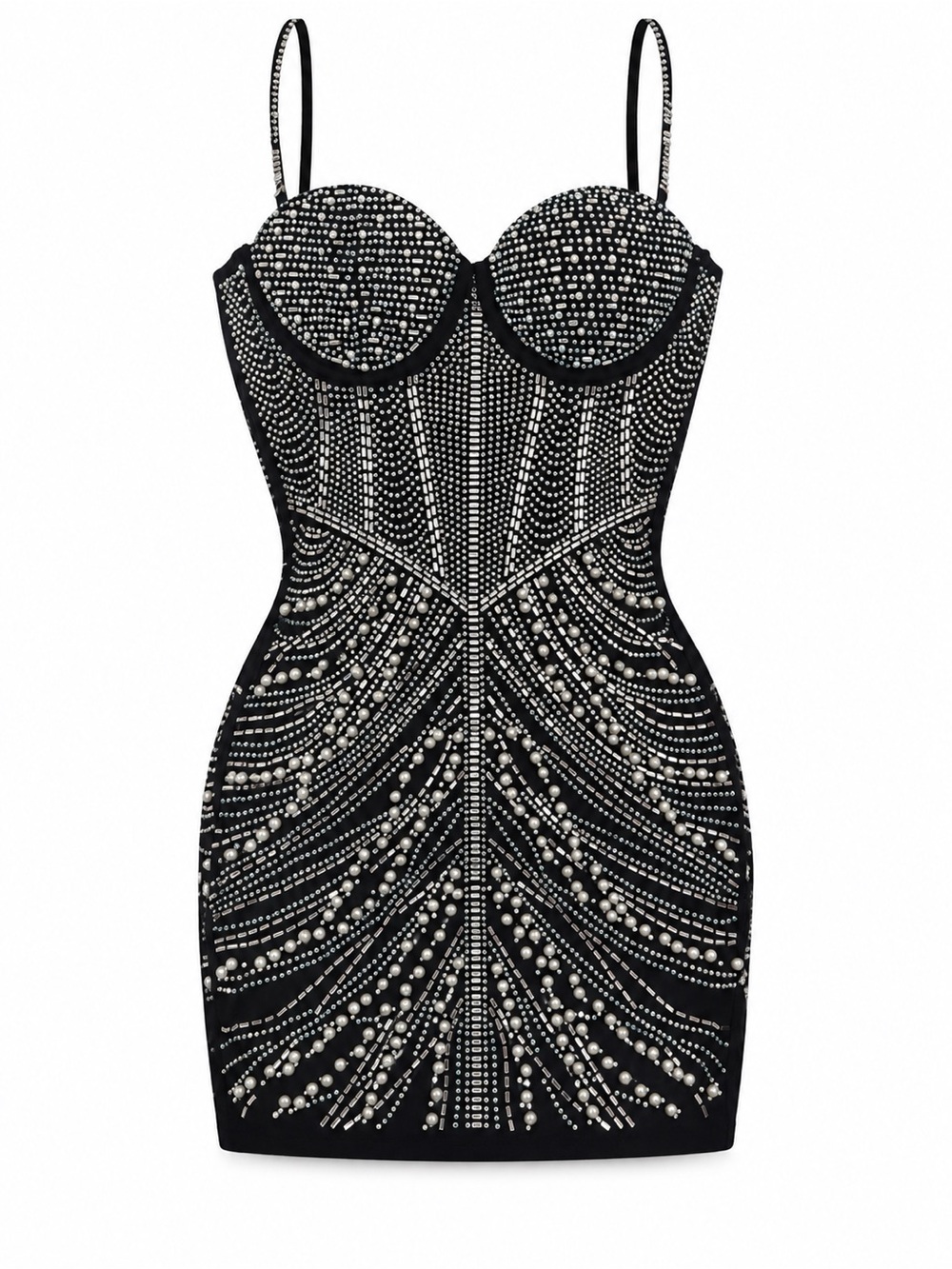 Banjul Black Pearl & Crystal-Embellished Mini Dress